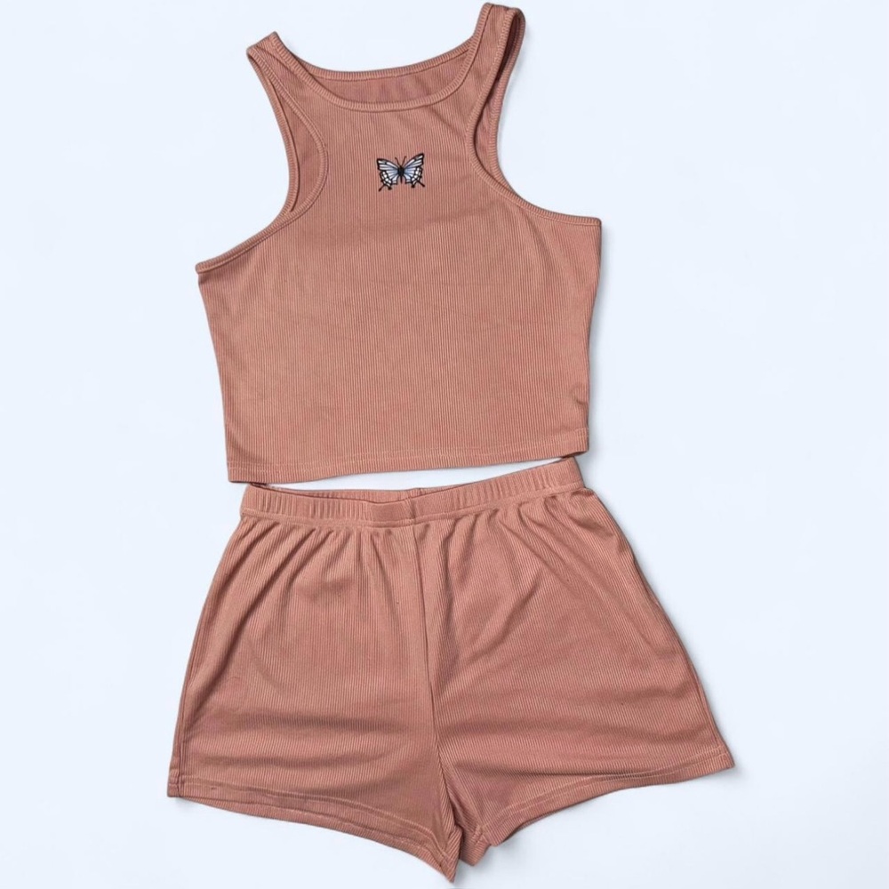 SHEIN Tan Pajama Set Soft Stretchy Fabric